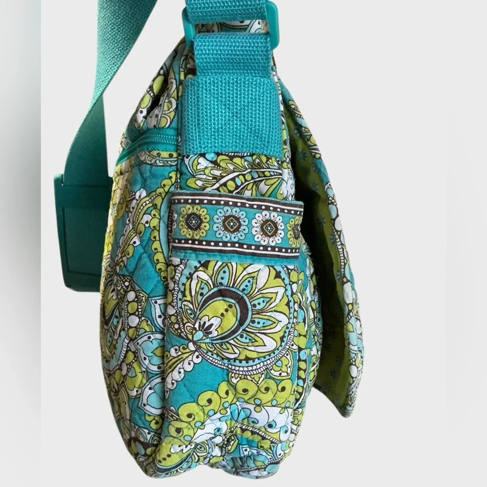 Vera Bradley Lindsay Crossbody Messenger Bag Peacock Quilted Floral